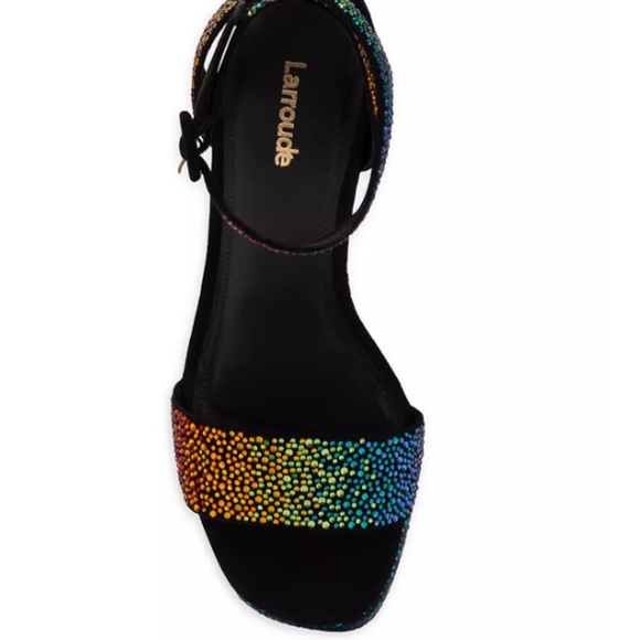 NWOB Larroudé Dolly Crystal Platform Ankle-Strap Sandals - Sz 9 - Picture 5 of 12